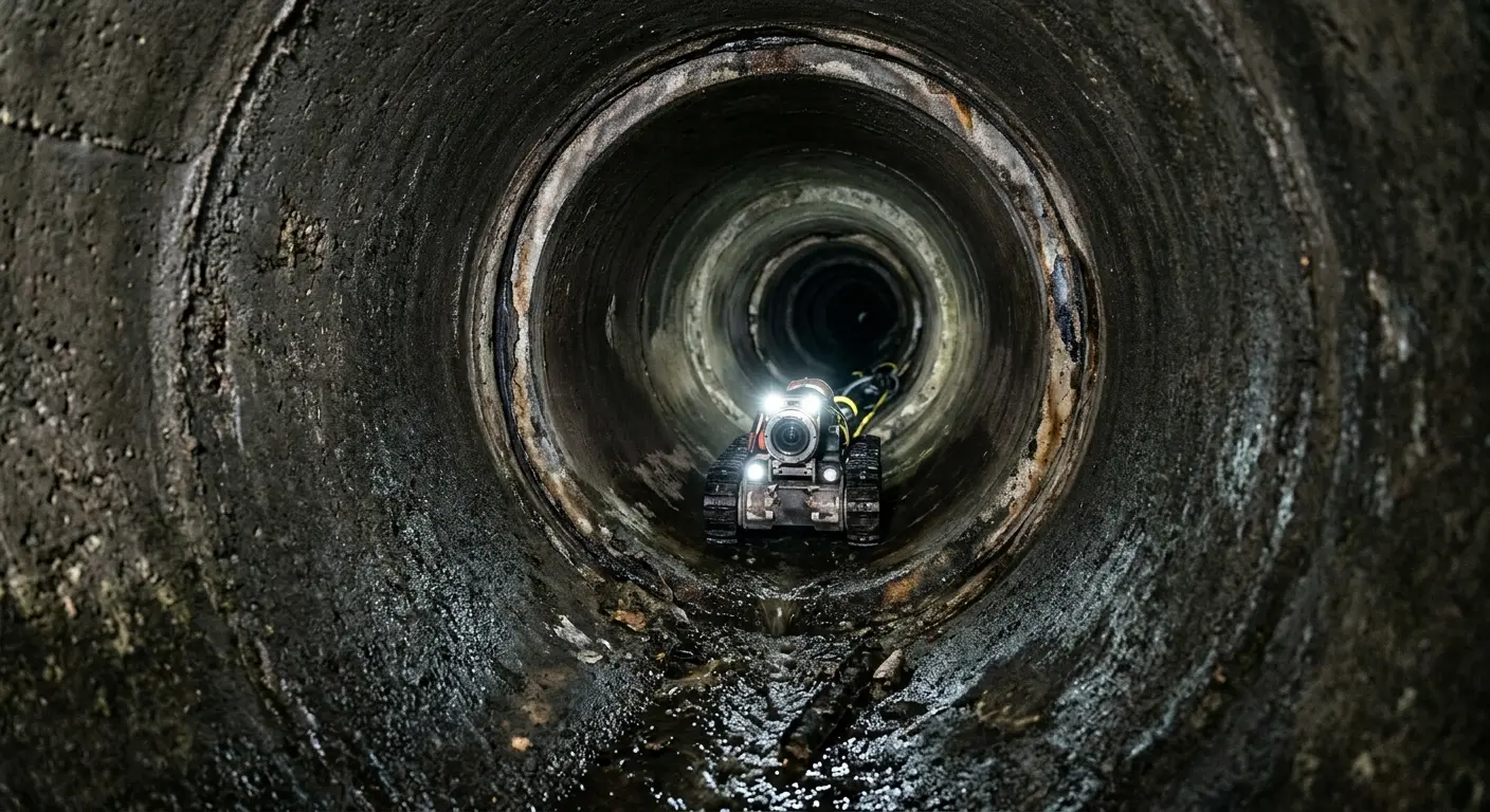 Robotic sewer camera inspecting pipe interior for Sewer Line Cleaning in Abingdon